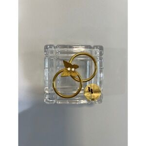 VTG Crystal Trinket Box Butterfly Gold Plate ORO 24K Rings Italy Jewelry Wedding